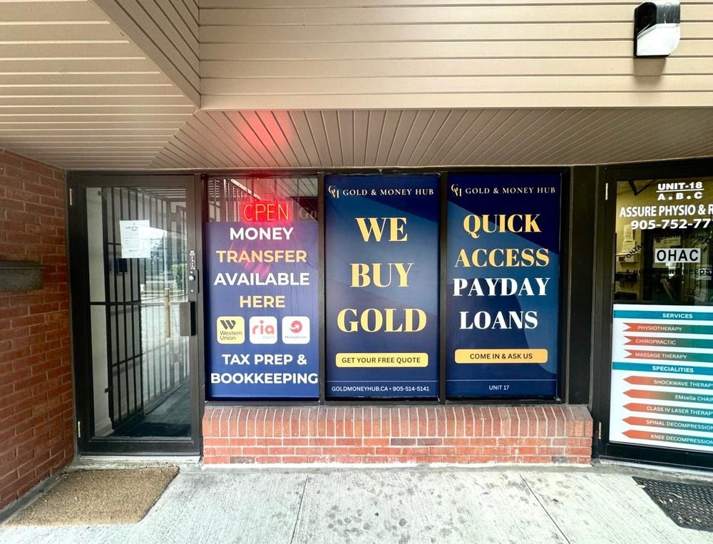 Gold & Money Hub storefront entrance at Unit 17, 2325 Hurontario St, Mississauga
